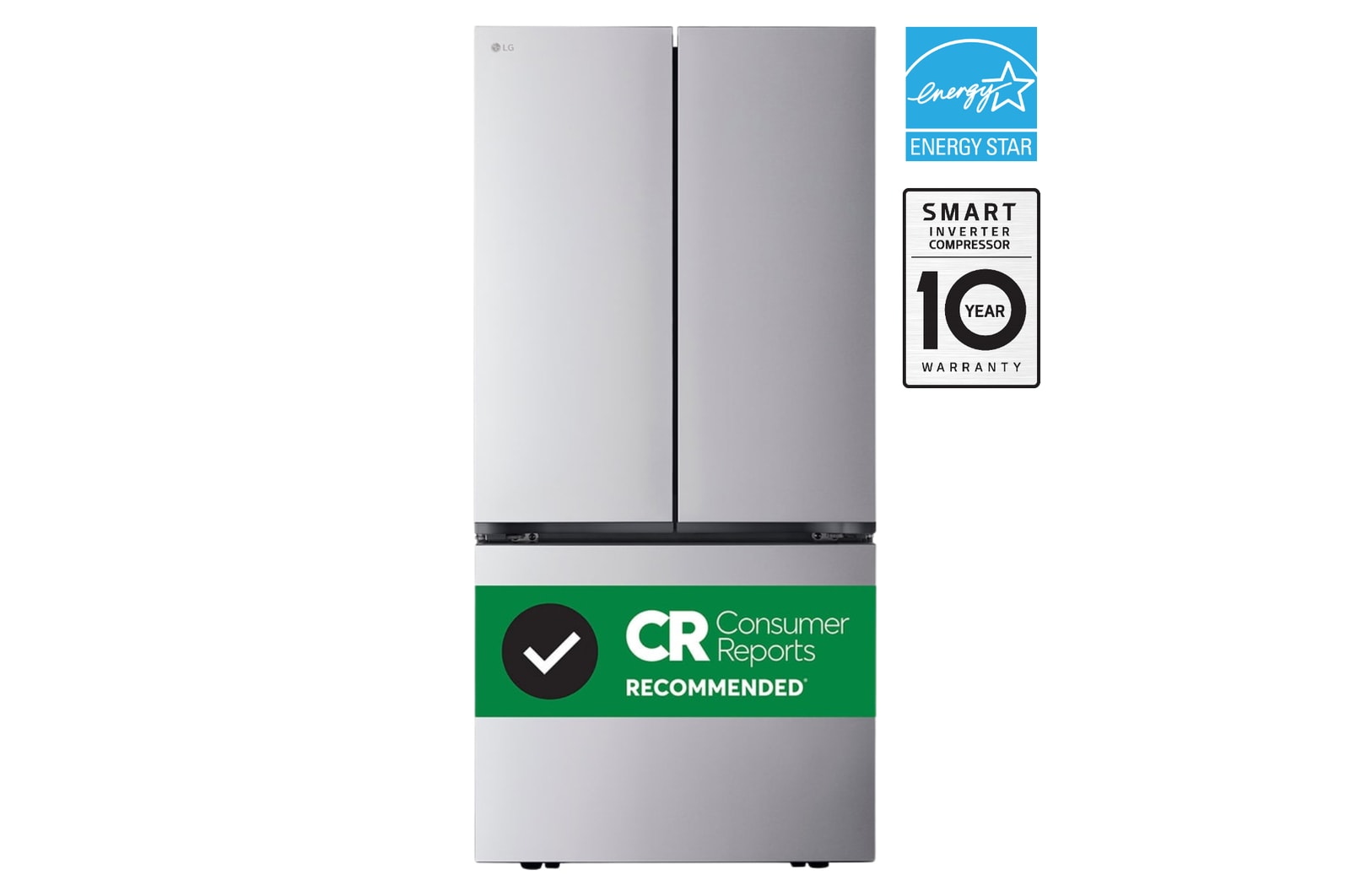 Front view of 33" 21 cu. ft. Counter-Depth MAX® French 3-Door Refrigerator | Ice Maker LF21C6200S