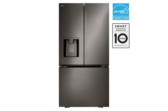 Front view of LG 33" 25 cu.ft. Standard-Depth French 3-Door Refrigerator | Ice & Water Dispenser | Dual Ice Maker - LF25H6330D