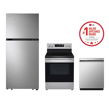 Front view of Kitchen Package with 28" Refrigerator and Electric Free-Standing Range TB18RE1F35S.KPBR