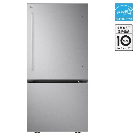 LG 33" 26 cu. ft. Standard-Depth Bottom Freezer Refrigerator | Ice Maker