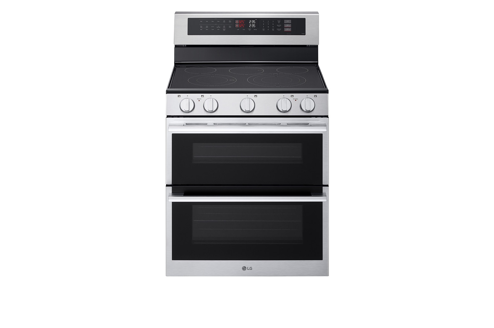 Front view of 30" Elec. 7.3 cu. ft. Double Oven Range | Probake Convection, Air Sous-Vide, Air Fry, SelfClean, EasyClean<sup>®</sup>& Smart, Stainless, Freestanding LDEL7324YE