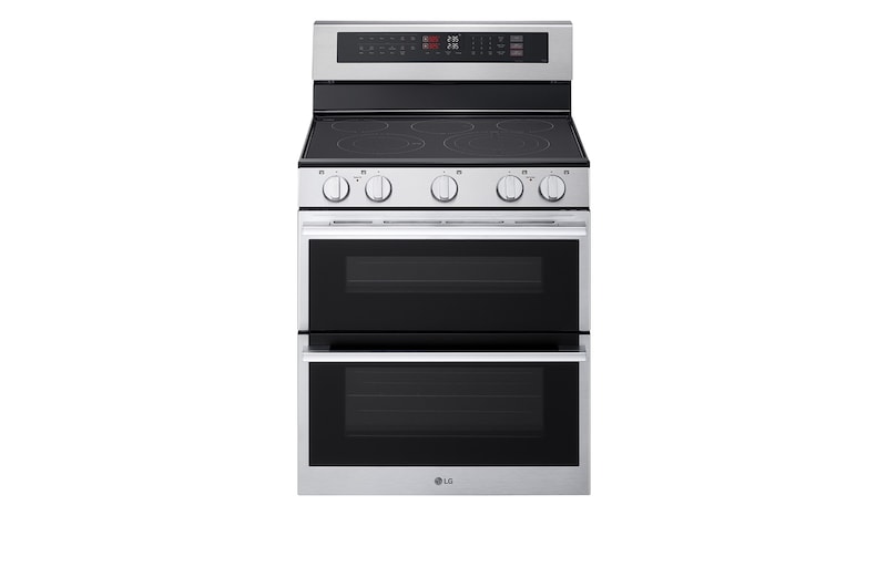 Front view of 30" Elec. 7.3 cu. ft. Double Oven Range | Probake Convection, Air Sous-Vide, Air Fry, SelfClean, EasyClean<sup>®</sup>& Smart, Stainless, Freestanding LDEL7324YE