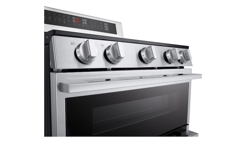 Side view of LG 30" Elec. 7.3 cu ft. Double Oven Range | Probake Convection, Air Sous-Vide, Air Fry, SelfClean, EasyClean®& Smart, Stainless, Freestanding LDEL7324YE.BSTLLCA