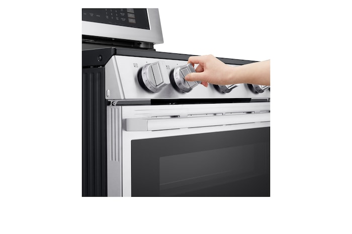Side view of LG 30" Elec. 7.3 cu ft. Double Oven Range | Probake Convection, Air Sous-Vide, Air Fry, SelfClean, EasyClean®& Smart, Stainless, Freestanding LDEL7324YE.BSTLLCA