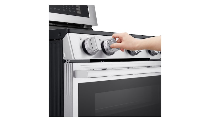 Side view of LG 30" Elec. 7.3 cu ft. Double Oven Range | Probake Convection, Air Sous-Vide, Air Fry, SelfClean, EasyClean®& Smart, Stainless, Freestanding LDEL7324YE.BSTLLCA