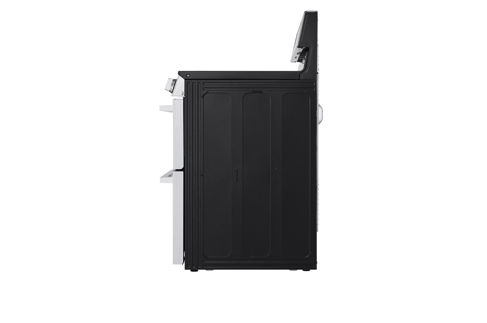 Side view of LG 30" Elec. 7.3 cu ft. Double Oven Range | Probake Convection, Air Sous-Vide, Air Fry, SelfClean, EasyClean®& Smart, Stainless, Freestanding LDEL7324YE.BSTLLCA