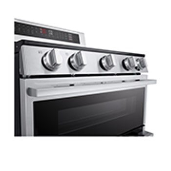 Side view of LG 30" Elec. 7.3 cu ft. Double Oven Range | Probake Convection, Air Sous-Vide, Air Fry, SelfClean, EasyClean®& Smart, Stainless, Freestanding LDEL7324YE.BSTLLCA