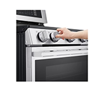 Side view of LG 30" Elec. 7.3 cu ft. Double Oven Range | Probake Convection, Air Sous-Vide, Air Fry, SelfClean, EasyClean®& Smart, Stainless, Freestanding LDEL7324YE.BSTLLCA