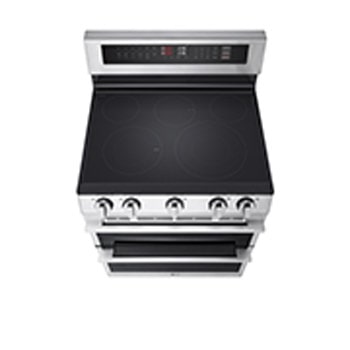 Side view of LG 30" Elec. 7.3 cu ft. Double Oven Range | Probake Convection, Air Sous-Vide, Air Fry, SelfClean, EasyClean®& Smart, Stainless, Freestanding LDEL7324YE.BSTLLCA