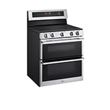 Side view of LG 30" Elec. 7.3 cu ft. Double Oven Range | Probake Convection, Air Sous-Vide, Air Fry, SelfClean, EasyClean®& Smart, Stainless, Freestanding LDEL7324YE.BSTLLCA
