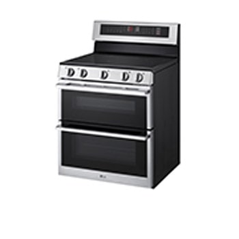 Side view of LG 30" Elec. 7.3 cu ft. Double Oven Range | Probake Convection, Air Sous-Vide, Air Fry, SelfClean, EasyClean®& Smart, Stainless, Freestanding LDEL7324YE.BSTLLCA