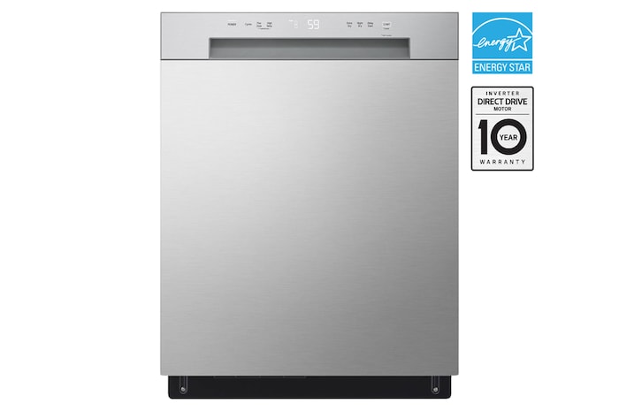 Front view of LG 24" Stainless Tub & Dynamic Dry™ 52 dB, Front Control, Stainless, LG Dishwasher - LDFC2423V