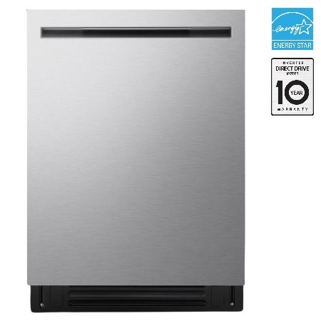 LG FlushFit Dishwasher | 24" 44 dB, TrueSteam 1-Hour Wash & Dry QuadWash Pro Dynamic Heat Dry with AutoVentDry Top Control, Stainless