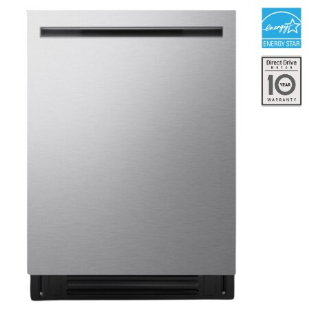 LG FlushFit Dishwasher | 24" 44 dB, TrueSteam 1-Hour Wash & Dry QuadWash Pro Dynamic Heat Dry with AutoVentDry Top Control, Stainless