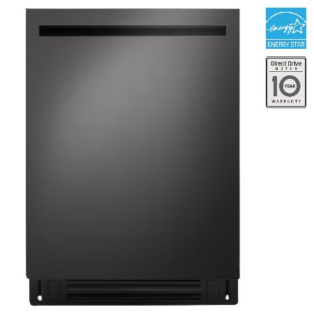 LG FlushFit Dishwasher | 24" 44 dB, 1-Hour Wash&Dry QuadWash Pro, Dynamic Heat Dry with AutoVentDry Top Control, Black STS