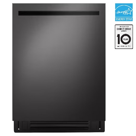 LG FlushFit Dishwasher | 24" 44 dB, 1-Hour Wash&Dry QuadWash Pro, Dynamic Heat Dry with AutoVentDry Top Control, Black STS