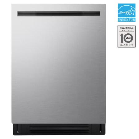 LG FlushFit Dishwasher | 24" 44 dB, 1-Hour Wash&Dry, QuadWash Pro, Dynamic Heat Dry with AutoVentDry Top Control, Stainless