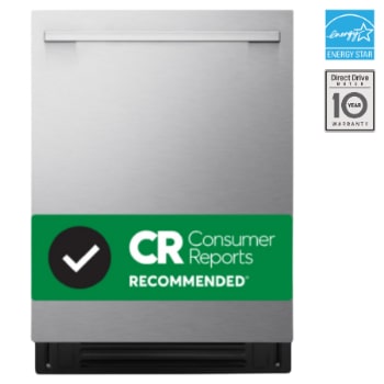 Front view of LG FlushFit™ Dishwasher | 24" 42 dB, TrueSteam®, 1-Hour Wash&Dry, QuadWash® Pro, Dynamic Heat Dry™ with AutoVentDry™ Top Control, Stainless LDNTH753S