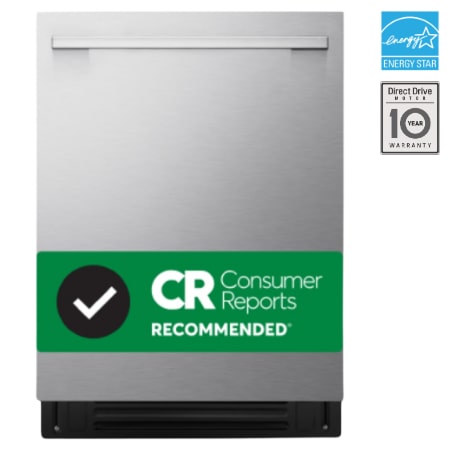 LG FlushFit Dishwasher | 24" 42 dB, TrueSteam, 1-Hour Wash&Dry, QuadWash Pro, Dynamic Heat Dry with AutoVentDry Top Control, Stainless