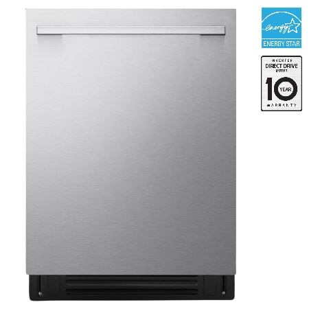 LG FlushFit Dishwasher | 24" 42 dB, TrueSteam, 1-Hour Wash&Dry, QuadWash Pro, Dynamic Heat Dry with AutoVentDry Top Control, Stainless