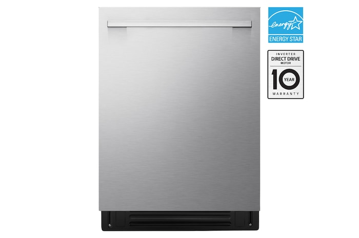 Front view of LG LG FlushFit™ Dishwasher | 24" 39 dB, Blastzone™, 1-Hour Wash&Dry, TrueSteam®, Dynamic Heat Dry™ with AutoVentDry™ Top Control, Stainless - LDNTH862S
