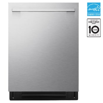 Front view of LG FlushFit™ Dishwasher | 24" 39 dB, Blastzone™, 1-Hour Wash&Dry, TrueSteam®, Dynamic Heat Dry™ with AutoVentDry™ Top Control, Stainless LDNTH862S