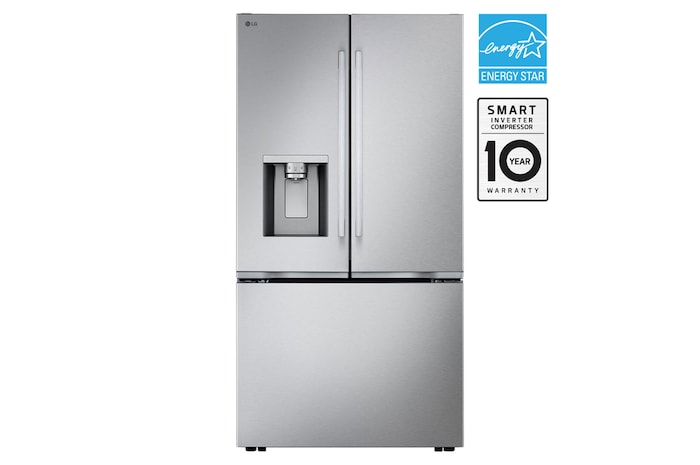 Front view of LG 36" 24 cu. ft. Zero Clearance™ Counter-Depth MAX® French 3-Door Refrigerator | Ice & Water Dispenser | Dual Ice Maker - LF24Z6330S