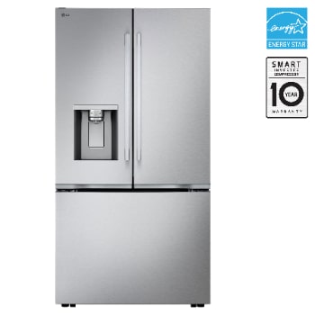 Front view of 36" 24 cu. ft. Zero Clearance™ Counter-Depth MAX® French 3-Door Refrigerator | Ice & Water Dispenser | Dual Ice Maker LF24Z6330S
