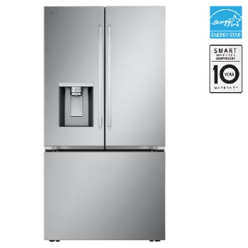 Front view of 36" 31 cu. ft. Standard-Depth MAX® French 3-Door Refrigerator | Ice & Water Dispenser | Dual Ice Maker LF31WSH63S