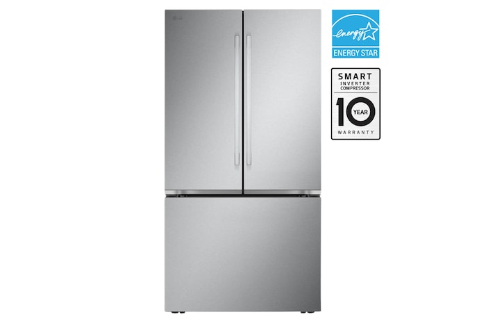 Front view of LG 36" 32 cu. ft. Standard-Depth MAX® French 3-Door Refrigerator | Internal Water Dispenser | Ice Maker - LF32BSH42S