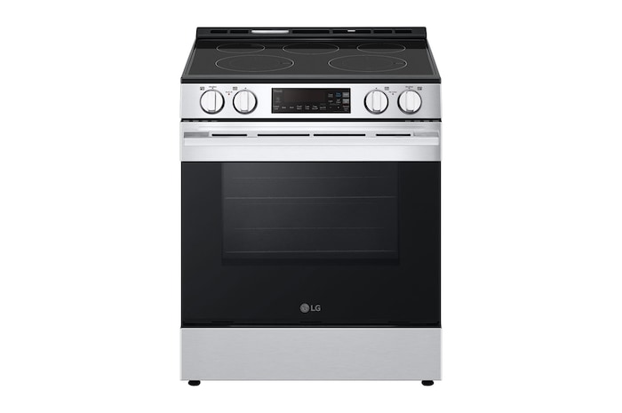 Front view of LG 30" Elec. 6.3 cu ft. Range | Self Clean, EasyClean® & Smart , Stainless, Slide-in - LSEL6331XE