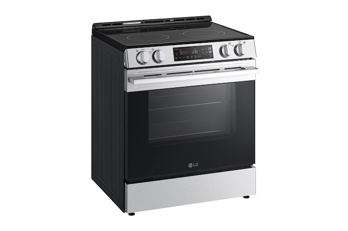 Side view of LG 30" Elec. 6.3 cu ft. Range | Self Clean, EasyClean® & Smart , Stainless, Slide-in - LSEL6331XE