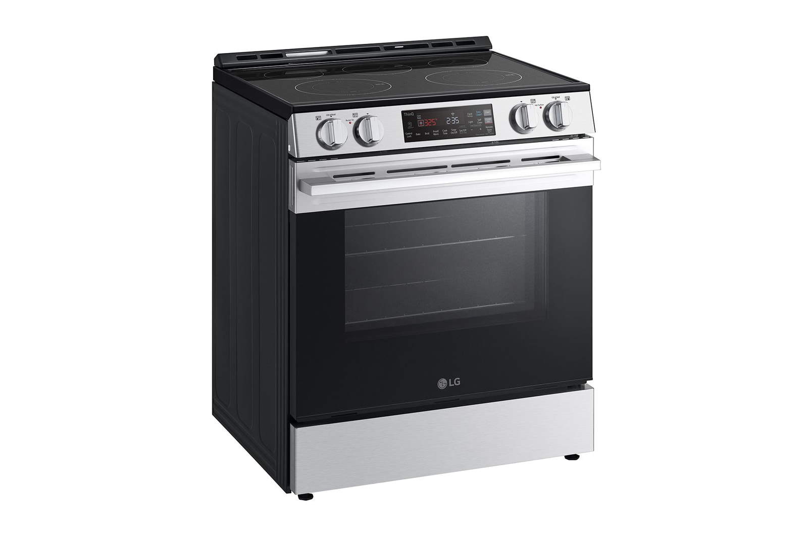 Side view of LG 30" Elec. 6.3 cu ft. Range | Self Clean, EasyClean® & Smart , Stainless, Slide-in - LSEL6331XE