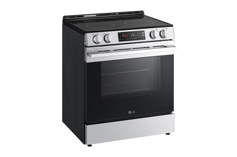 Side view of LG 30" Elec. 6.3 cu ft. Range | Self Clean, EasyClean® & Smart , Stainless, Slide-in - LSEL6331XE