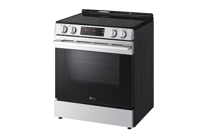 Side view of LG 30" Elec. 6.3 cu ft. Range | Self Clean, EasyClean® & Smart , Stainless, Slide-in - LSEL6331XE