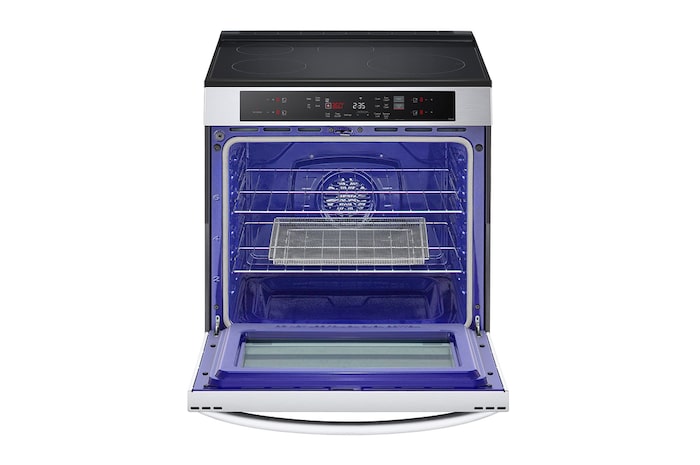 Font view with door open with  tray