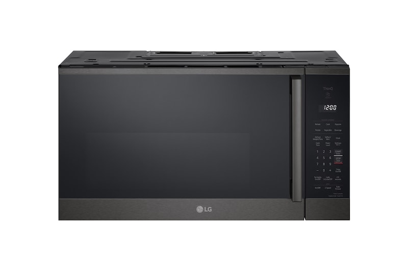Front view of 1.8 cu ft.Over the Range Microwave Oven | Sensor Cook, Auto Cook, 300 CFM Ventilation, EasyClean®& Smart, Black Stainless MVEM1825Z