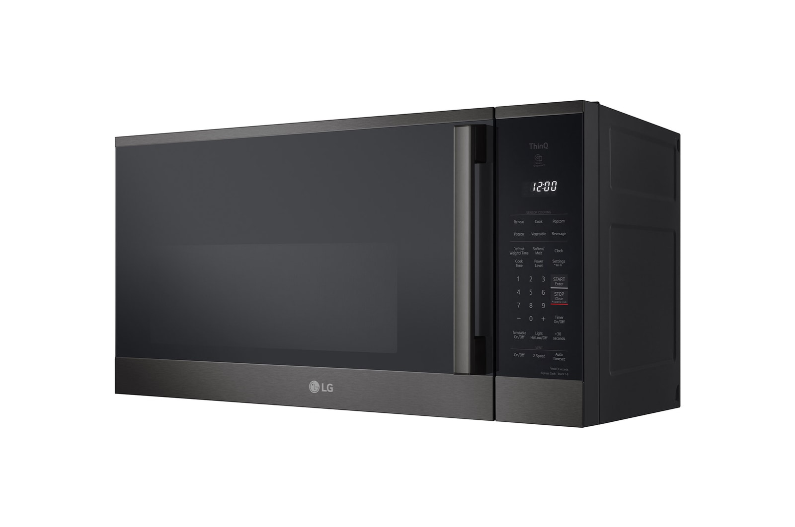 LG 1.8 cu ft.Over the Range Microwave Oven | Sensor Cook, Auto Cook, 300 CFM Ventilation, EasyClean®& Smart, Black Stainless, MVEM1825Z