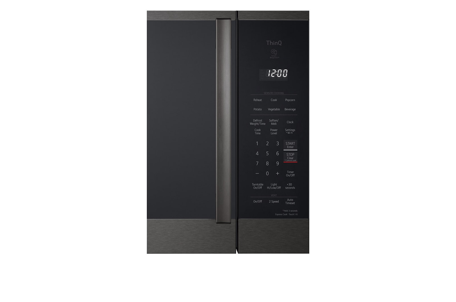 LG 1.8 cu ft.Over the Range Microwave Oven | Sensor Cook, Auto Cook, 300 CFM Ventilation, EasyClean®& Smart, Black Stainless, MVEM1825Z