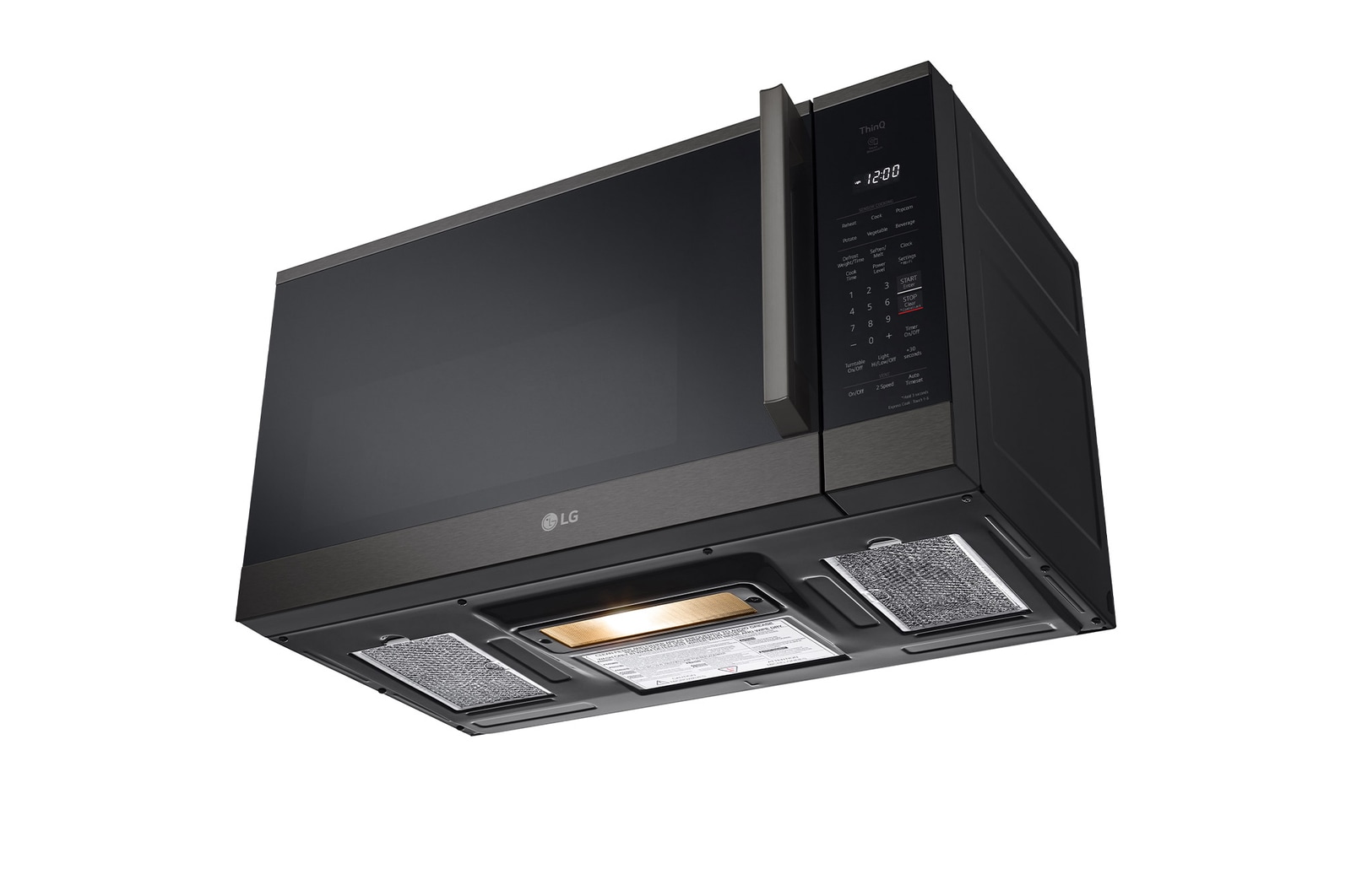LG 1.8 cu ft.Over the Range Microwave Oven | Sensor Cook, Auto Cook, 300 CFM Ventilation, EasyClean®& Smart, Black Stainless, MVEM1825Z