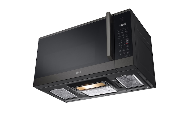 LG 1.8 cu ft.Over the Range Microwave Oven | Sensor Cook, Auto Cook, 300 CFM Ventilation, EasyClean®& Smart, Black Stainless, MVEM1825Z