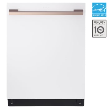 Front view of LG STUDIO 24" 1-Hour Wash & Dry, TrueSteam®, QuadWash® Pro & Dynamic Heat Dry™ 40 dB, Top Control, Essence White SDWB24W3