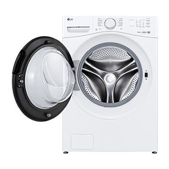 Front view of LG 5.2 cu. ft. Ultra Large Capacity Front Load Washer with AI DD® 2.0 with door open - WM3420CW