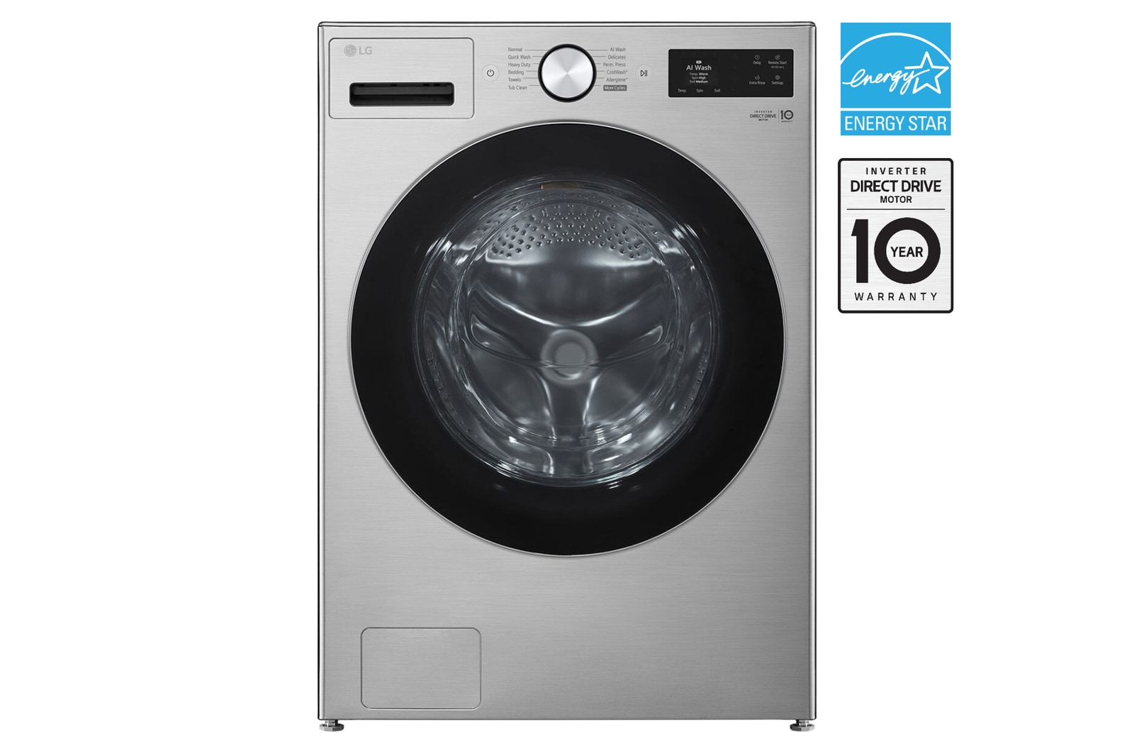 Front view of 5.8 cu. ft. Mega Capacity Front Load Washer with AI DD® and TurboWash® 360° WM5800HVA