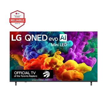 Front view of 75 inch LG QNED evo AI QNED84 Mini LED 4K Smart TV 2026 75QNED84BAA