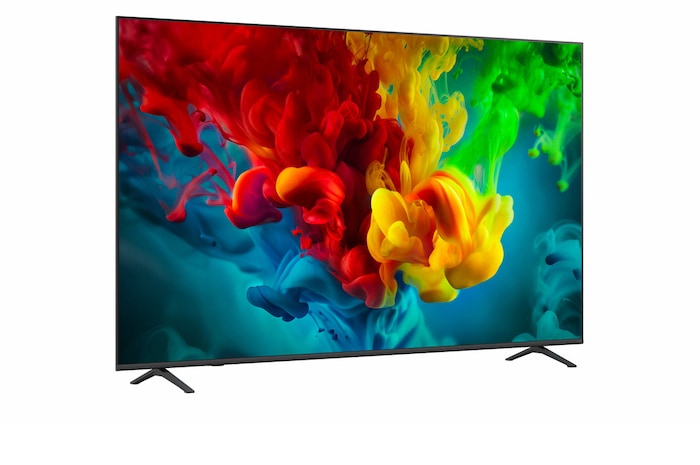 LG QNED evo AI QNED82 Mini LED shown in front and side views highlights an 85-inch display with a 1889 mm-wide screen, 1087 mm screen height, 1149 mm height with stand, a 67 mm profile depth, and a stand footprint measuring 1565 by 362 mm.