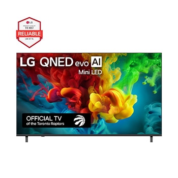 Front view of 75 inch LG QNED evo AI QNED82 Mini LED 4K Smart TV 2026 75QNED82BUA