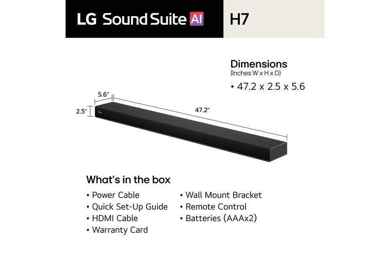LG Sound Suite H7: All-in-one Soundbar for 9.1.6 Spatial Sound & Dolby Atmos FlexConnect, H7