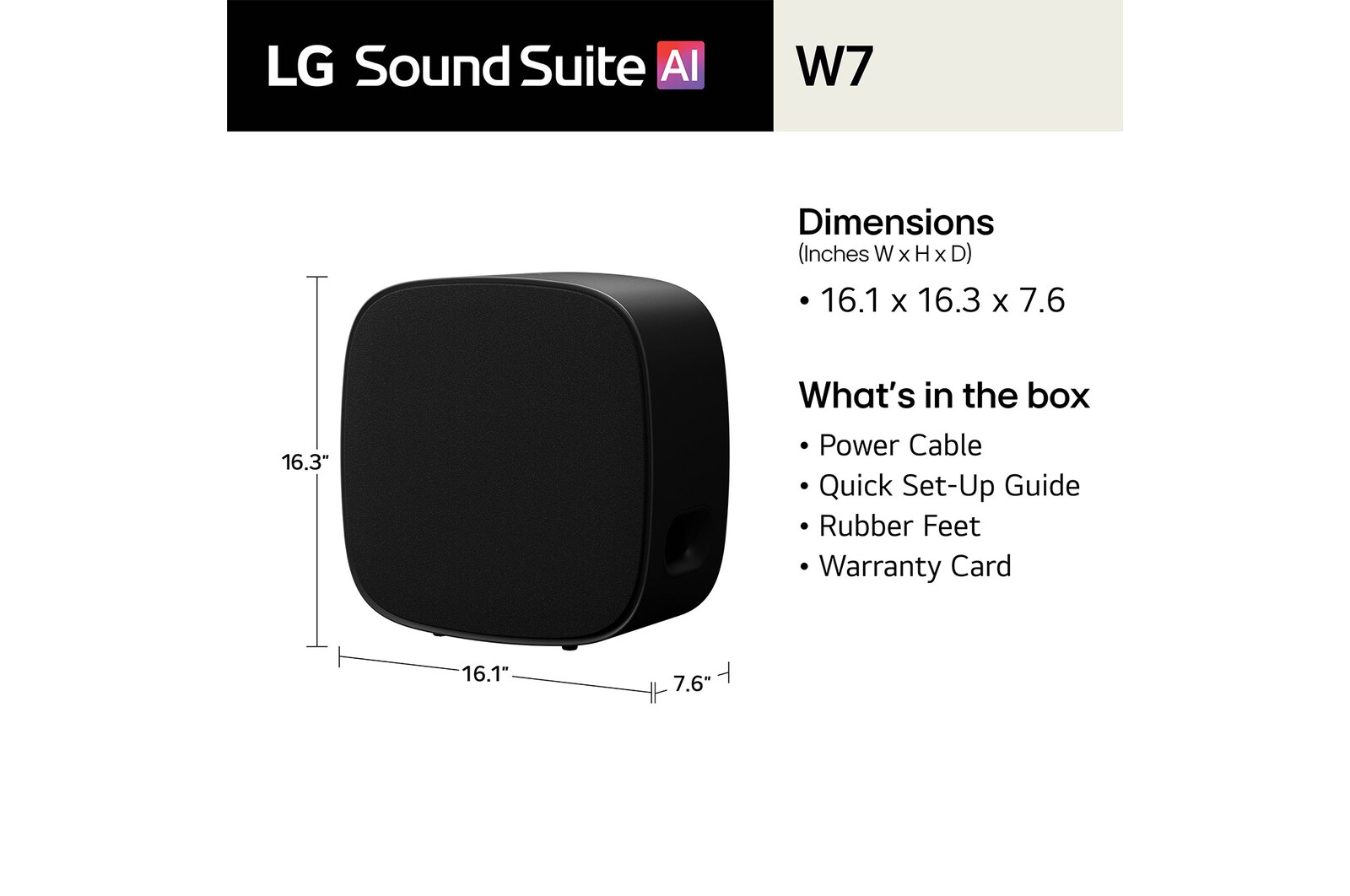 LG Sound Suite W7: Wireless Subwoofer for Immersive Deep Bass, W7