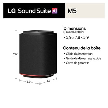 LG Haut-parleur M5 Sound Suite : Haut-parleur sans fil à 1.1.1 canal avec expériences de son spatial et Dolby Atmos FlexConnect, M5